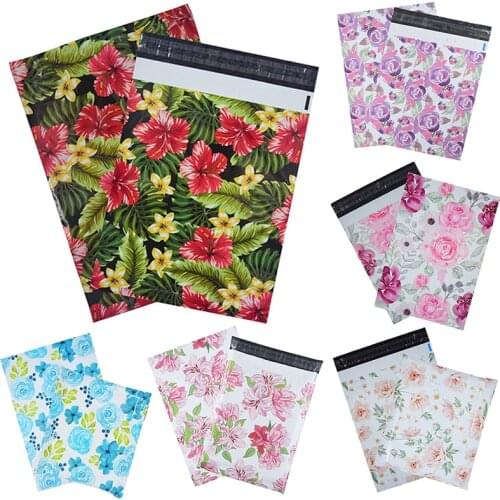 10PCS 10.2x14.5'' Flowers Printing Rose Courier Poly Mailer Packaging Envelopes Shipping Pouches