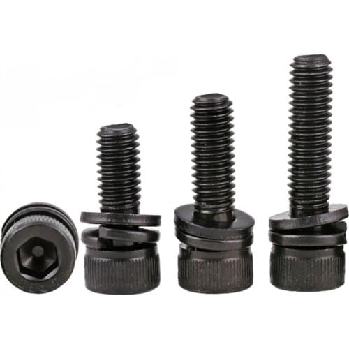 12.9 grade high strength blackening combination hexagon socket three combination bolt cup head screw M3-M12