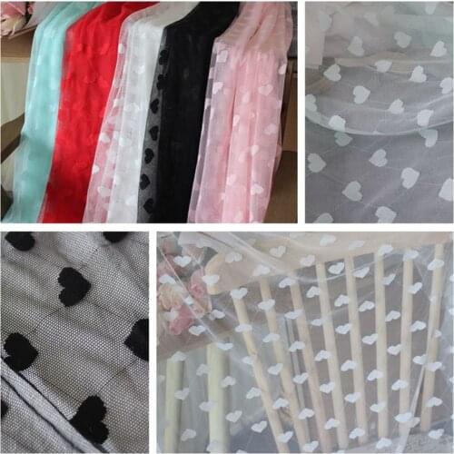 150cm Wide Black White Red Pink Soft Love Heart Stretch Mesh Lace Garment Fabric DIY Wedding Dress Base Clothing Accessories