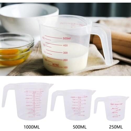 250/500/1000ML Plastic Measuring Cup Jug Pour Spout Surface Kitchen Tool Supplies Quality Cup Graduated Quality Kitchen Tools