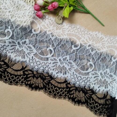 3Meters/pcs 20cm wide black white double eyelash lace handmade DIY dress skirt hem curtain decoration material AC250