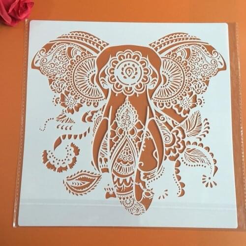 30 * 30cm size diy craft Animal elephant mold for painting stencils stamped photo album embossed paper card on wood, fabric,wall