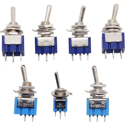 5 Pcs AC ON-ON SPDT 2 Position Latching Toggle Switch 6A 125V 3A 125V 3 Position SPDT DPDT ON-OFF-ON Miniature Mini Toggle Swith