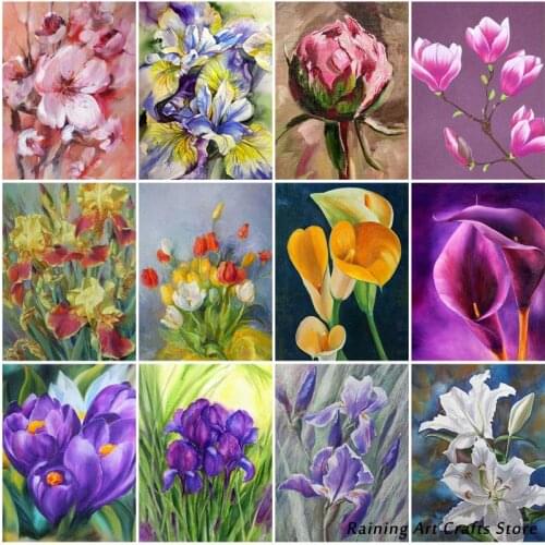5D Diy Diamond Painting Peach Blossom Magnolia German Iris Lily Full Drill Embroidery Cross Stitch Mosaic Pictures Home Decor