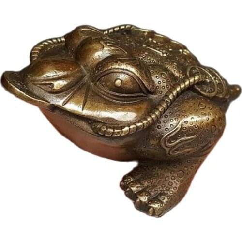 Antique bronze copper three foot seven lucky toad feng shui ornaments craft decorative ornaments Home Furnishing antique