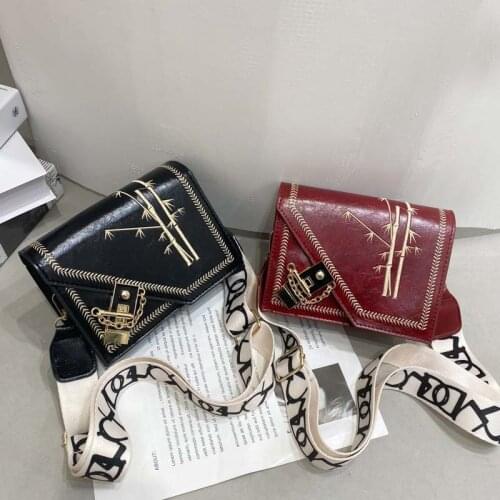 Embroidered bamboo bag girl spring new style fashion trend oblique shoulder bag simple diagonal women handbags for shopping