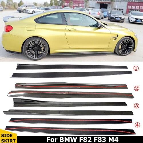 F82 F83 Carbon Fiber Side Skirts Car Body Kit for BMW F82 F83 M4 2014-2019 Door Bumper Extension Lip Trim Cover