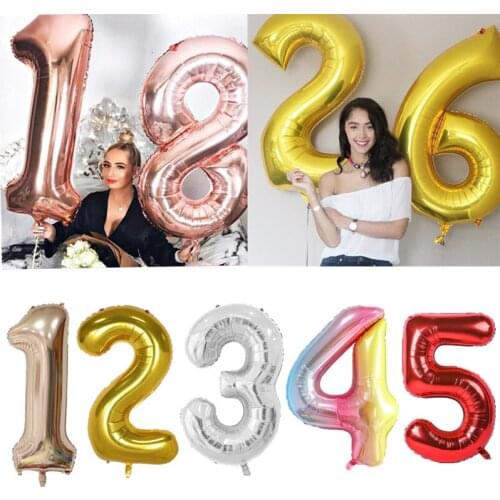 32 Inch Big Foil Birthday Balloons Air Helium Number Balloon Figures Happy Birthday Party Decorations Kid Baloons Birthday Balon