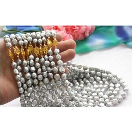 CB116 HOT Wholesale 10PCS 17" 11mm gray baroque freshwater pearl necklace