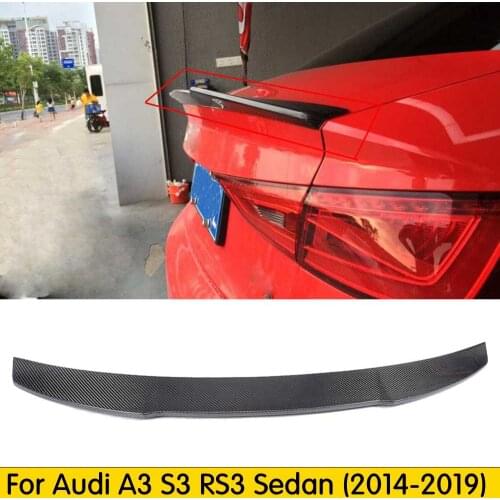 For A3 S3 8V Rear Trunk Lip Spoiler Wing For Audi A3 S3 8V Sedan 2014-2019 Carbon Fiber
