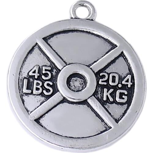 Hot gym 45lbs weight dumbbells charm ancientfitness sports jewelry pendant handmade necklace bracelet