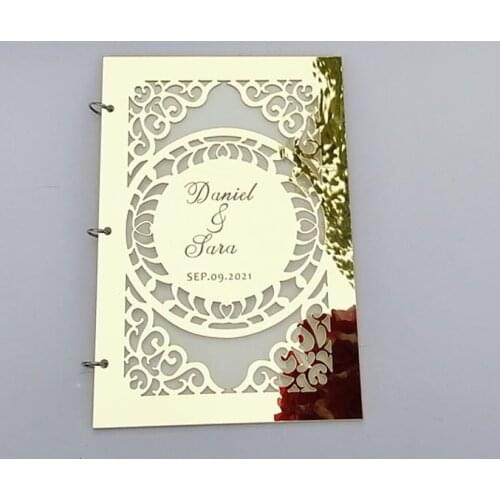 Personalized Wedding Signature Guest Book Mirror Album White Blank Custom Acrylic Sticker Guest Check in Book Party Decor Favor