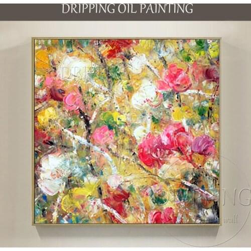 Skilled Artist Hand-painted High Quality Abstract Flower Oil Painting on Canvas Rich Colors Abstract Oil Painting for Wall Decor