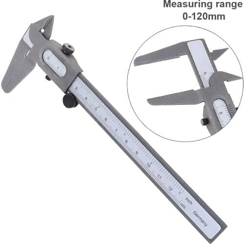 0-125mm Mini Carbon Steel Measuring Vernier Caliper Ruler with 0.1mm / 0.063in Accuracy and Sliding Wheel for Measuring