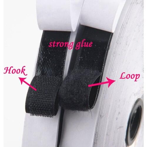1.6cm-5cm 25 Yards White Black Magic Strong Tape Glue Hook Hoop Tapes 2 Rolls Nylon Self Adhesive Fastener Tape Sticking Band