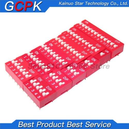 10PCS Slide Type Switch Module 1 2 3 4 5 6 7 8 9 10 12 Bit 2.54mm Position Way DIP Red Pitch Toggle Switch Red Snap Switch