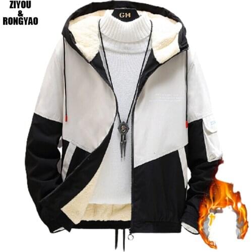 New mens coat fashion mana simple new model plush for warmth and cold resistance mens jacket overalls and hooded jackets