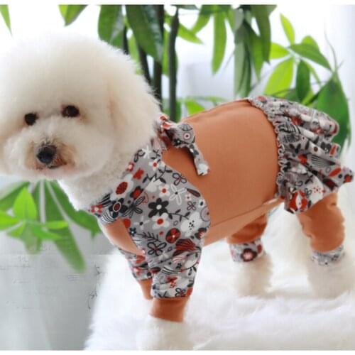 2021 New Pet Dog Clothes Outerwear Floral Print Puppy Dog Jumpsuits Hoodies For Small Medium Dog Casual Sport Clothing Rompers