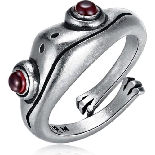 Pomegranate Red Frog Opening European and American Ring Women and Men Creative Opening Adjustable Ring Fashion Jewelry