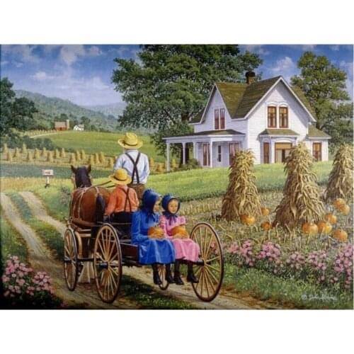 Scenery Diamond Painting Kits Rural Cabin Diamond Dot Mosaic Embroidery Picture Crystal Rhinestone Sticker Decal Wall Art Craft