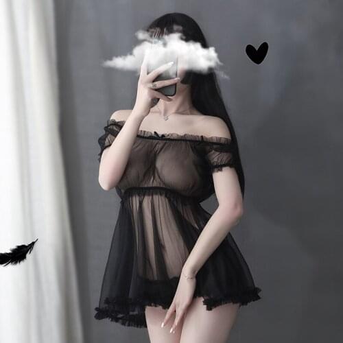 Sexy Pajamas Womens Summer Thin Transparent Tops Gauze Attractive Home Clothes Temptation Women Pajamas Set sexy costumes