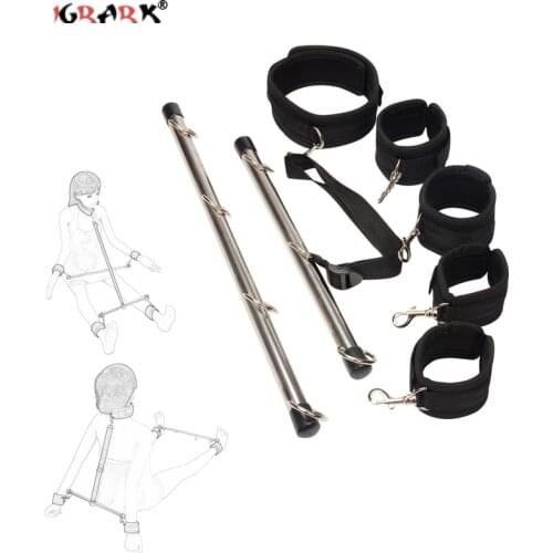 Spreader Bar Sex Toys Restraints with Handcuffs Foot Wrist Cuffs with Lock BDSM Bondage Set Sex Toys for Couples Erotic Accessor