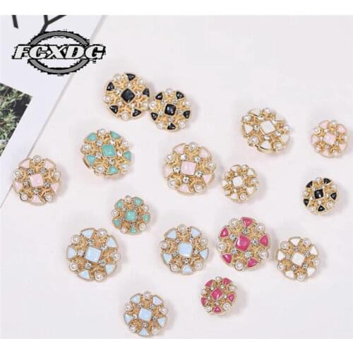 Luxury Round Sewing Accessories Buttons for Clothes Gemstone Rhinestones Decorative Buttons for Clothing Buttons for Coat Jacket