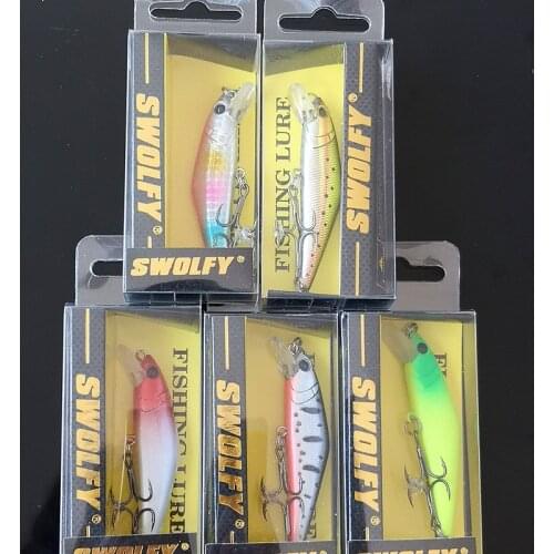SWOLFY 1PCS Fishing Lure 6.5cm 7.5g Minnow Crankbait Hard Bait Tight Wobble Slow sinking Jerkbait Fishing Tackle