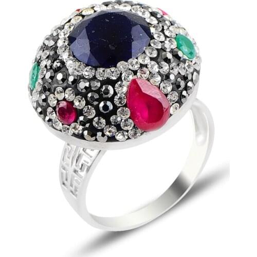 Silver 925 Sterling Mixed Zircon Cubic Zirconia Ring