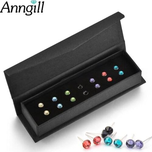 Trending 7Pairs/Set Crystal From SWAROVSKI Stud Earrings Moda Birthday Gifts Women Weekly Jewelry Simple Earings Fashion Jewelry