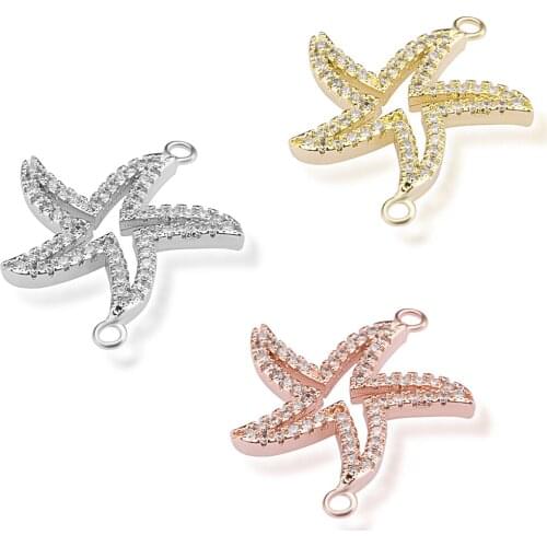 NEW starfish high quality bracelet jewelry connector accessories diy jewelry bracelet making gift cubic zirconia copper finding