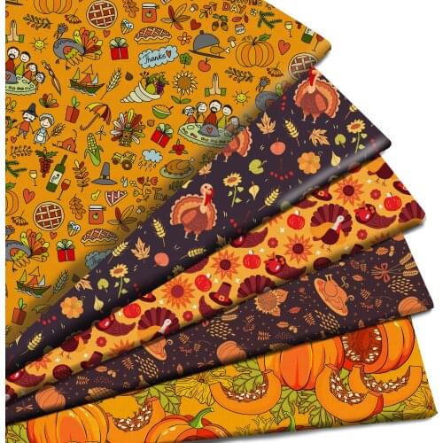50*145cm Thanksgiving Day Turkey Polyester Cotton Fabric for Tissue Sewing Quilting Fabrics Needlework Material DIY ,c20666