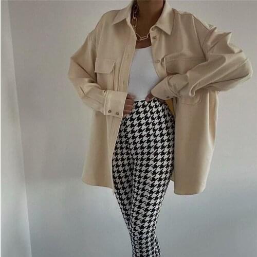 Nice Casual Woman Beige Loose Pocket Shirt Jacket New Spring Vogue Female Solid Basic Outwear Ladies Streetwear Jackets