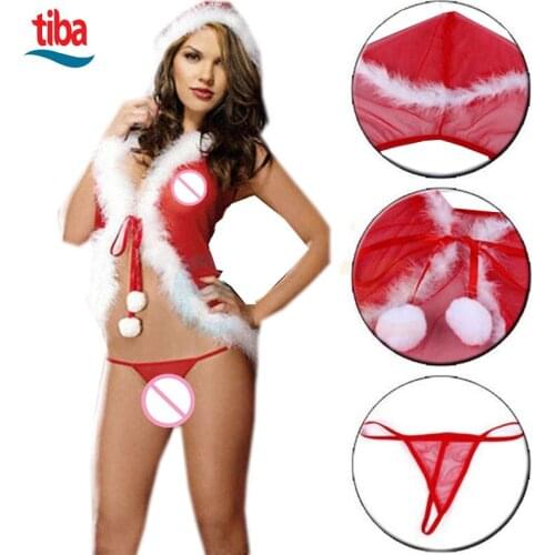 TB-0113 New Fashion Women Christmas Cosplay Sexy Erotic Lingerie Porno Costumes Role Play Red Elastic Lingerie