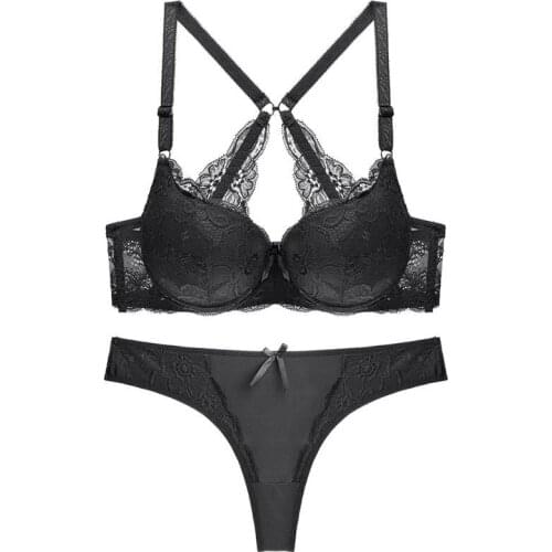 Women Lingerie Sexy beauty back Bra Push Up Big Cup 80B 80C 85B 85C 90B 90C 95B 95C Thong Bra Set Thong Underwear 2PCS/set