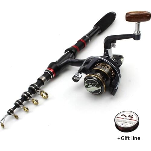 1.5M-2.4M Multifunction Telescopic Fishing Rod Carbon Fiber Spinning Rod and Reels Set Super hard carp pole 100g Lure Weight