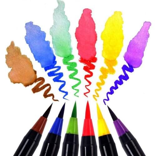 20 Color Premium Painting Soft Brush Pen Set Watercolor Markers Pen Effect Best For Coloring Books Comic