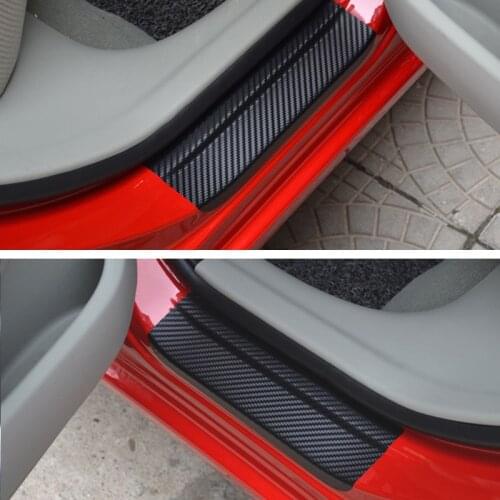 4 pieces of car door sill protection door sill wear plate stickers for hyundai tucson 2016 2017 ix35 i30 solaris accent santa