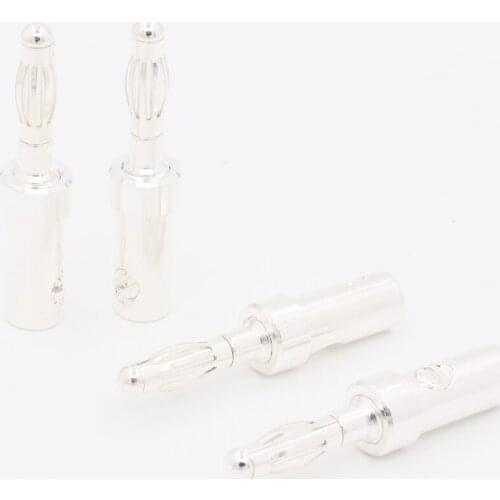 8PCS without logo audio High quality Pure Silver Plated Banana Plug Speaker Cable Wire Connector