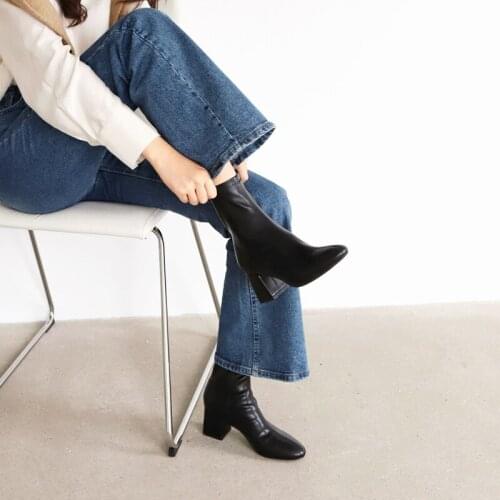 4 Colors Women Shoes 2020 Autumn and Winter Genuine Female Short Boots Suede Women Round Head Heel Booties British Size 33-42