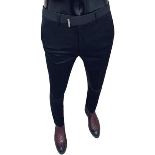 New Brand Men Gray Business Suit Pant Casual Formal Mens Dress Pants Spring Spring Pantalon Costume Slim Fit Suit Trousers 28-36