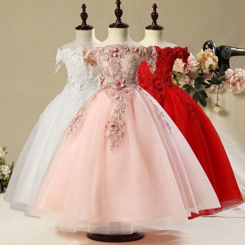 Summer Girl Children Wedding Dress white First Communion long Lace Princess Prom Party Dress for Girl Dresses teens Costume