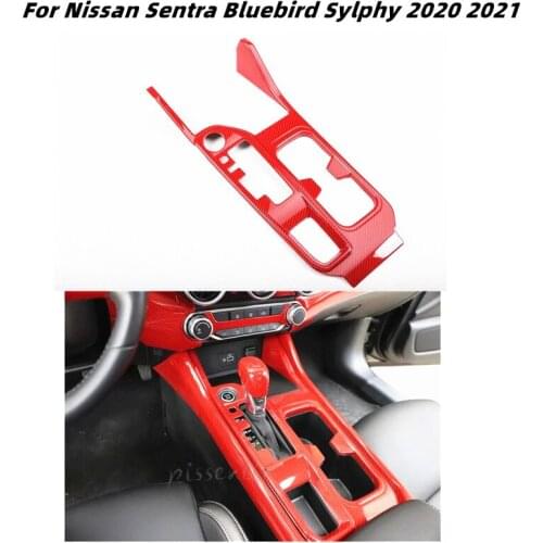 For Nissan Sentra Bluebird Sylphy 2020 2021 Car Accessories Carbon Fiber Interior Gear Shift Panel Cover Trim Sticker ABS Black