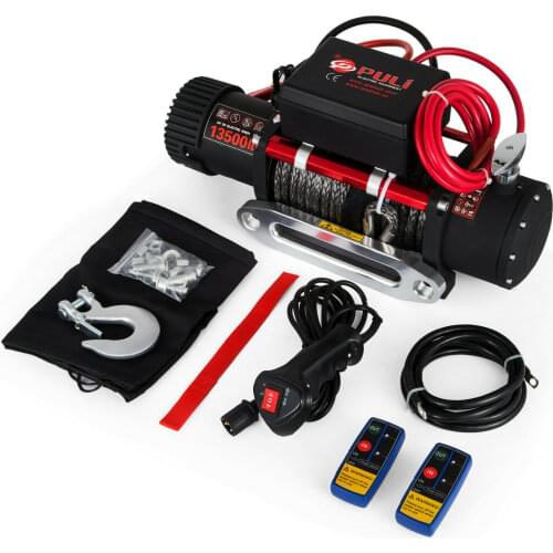 12v 6T Electric Winch ATV Recovery Winch 6120 KG 13500LBS Synthetic Rope with Remote Control for ATV UTV
