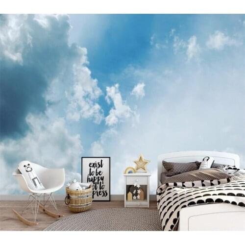 Wellyu Custom wallpaper 3d beautiful small fresh blue sky white cloud sky background wall living room bedroom mural 3d фотообои