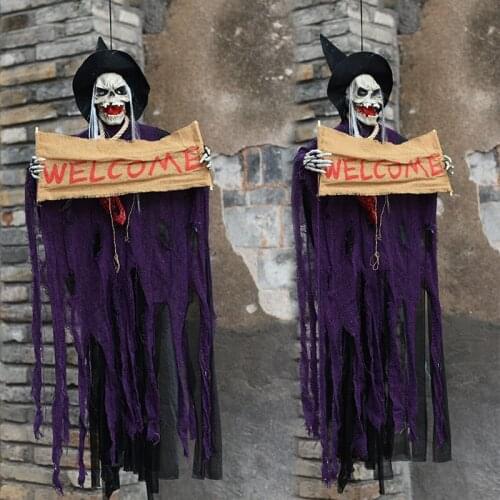 Halloween Hanging Ghost Decoration Door Hanging Ghost Festival Electric Toy Scary Skull Resin Bar Haunted House Ornaments