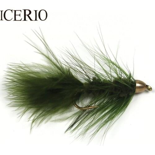 ICERIO 4PCS 4# Brass Cone Head Woolly Bugger/Streamer Flies Trout Fly Fishing Lures