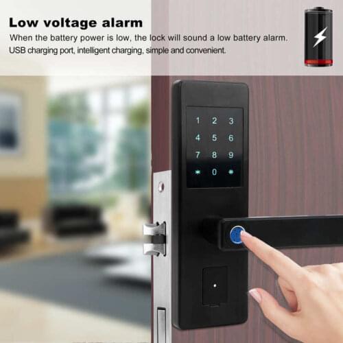 Intelligent Door Lock Fingerprint Password IC Card Bluetooth APP Unlock with 2 Mechanical Keys Door Security