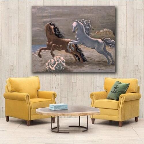 Giorgio de chirico cavalli in riva al mare Canvas Painting For Living Room Home Decoration Oil Painting On Canvas Wall Painting
