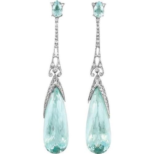 Classic Water Drop Earrings For Women Vintage Bohemian Teardrop Stones AAA+ Cubic Zircon Drop Earring Long Ethnic Jewelry